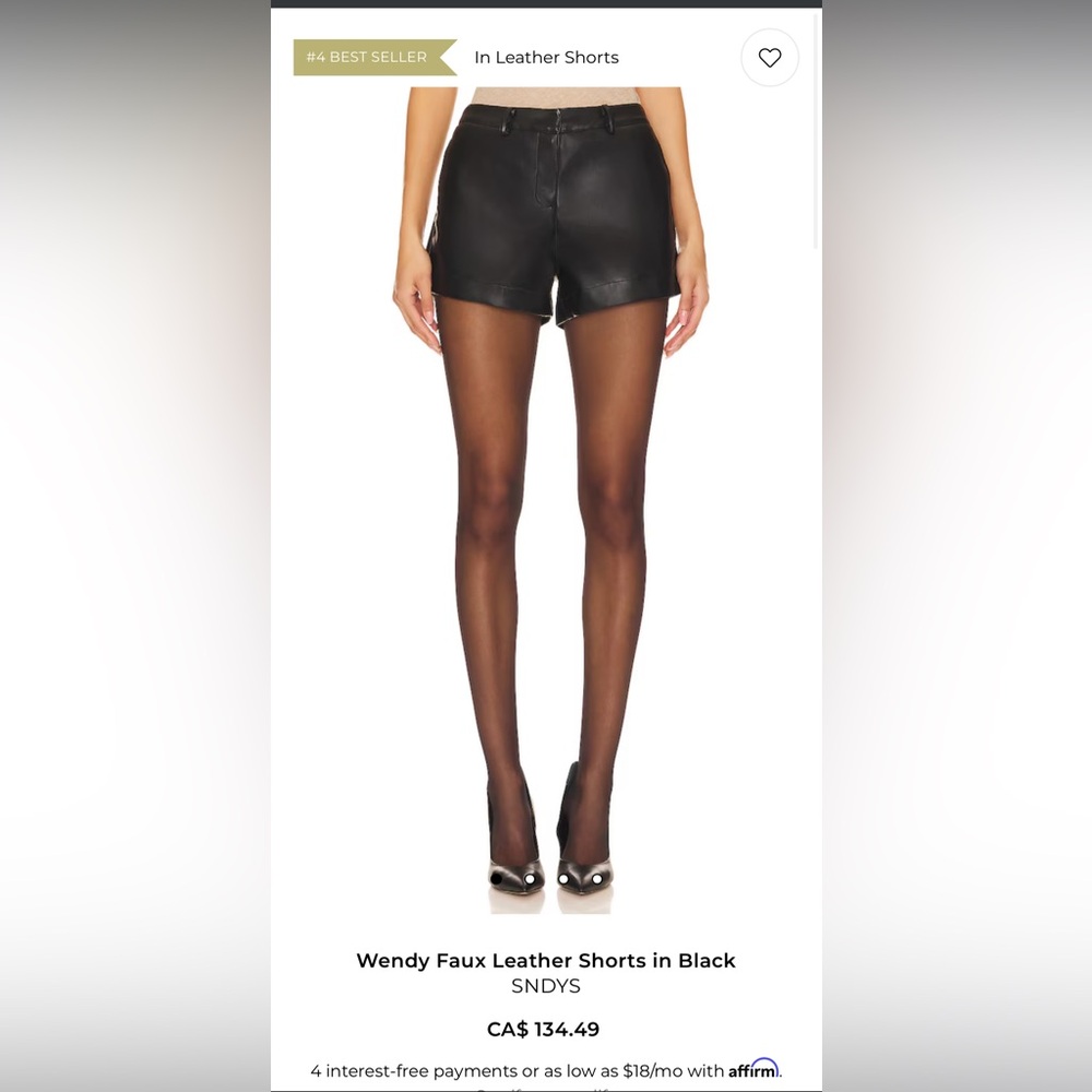 SNDYs XS NWOT Black faux Leather Women Shorts